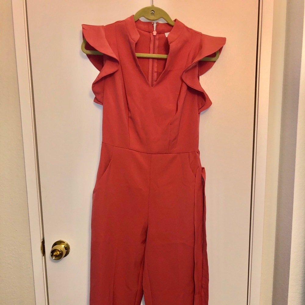 NY&Co Ruffled-Sleeve Belted Jumpsuit